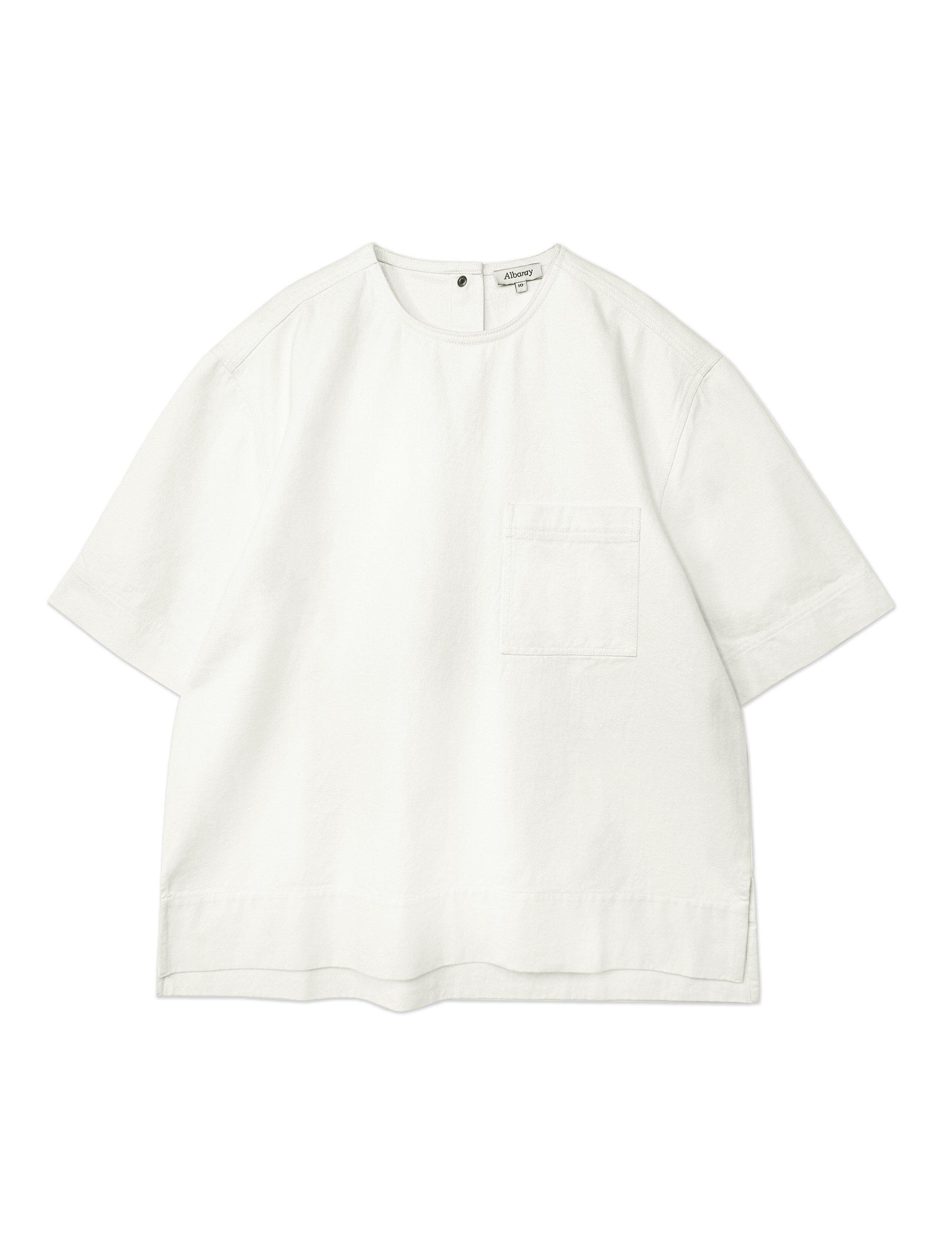 Product image 2 of 2, which shows Albaray Relaxed Fit Denim T-Shirt, Ecru, 8