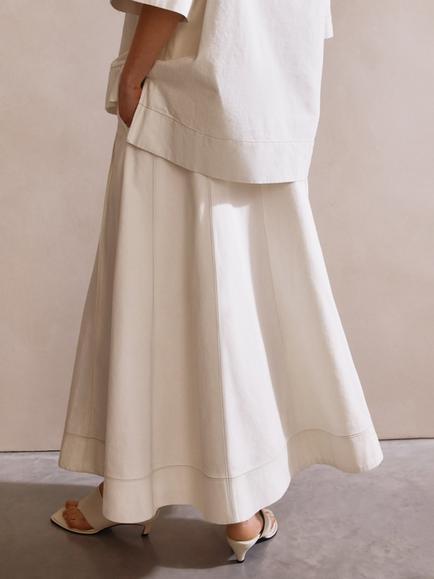 Albaray Seam Denim Maxi Skirt, Ecru - view 2, Ecru