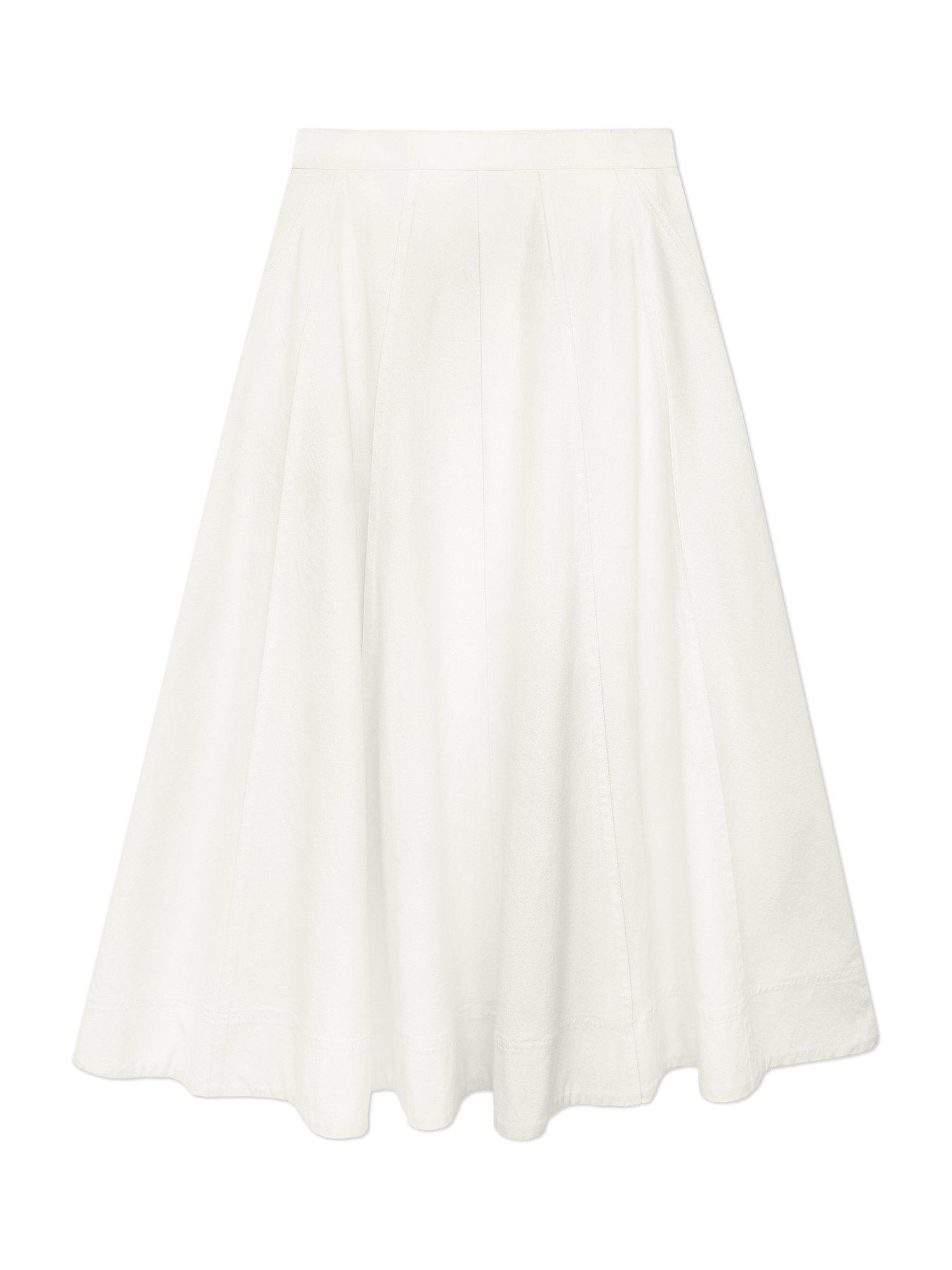 Product image 3 of 3, which shows Albaray Seam Denim Midi Skirt, Ecru, 8