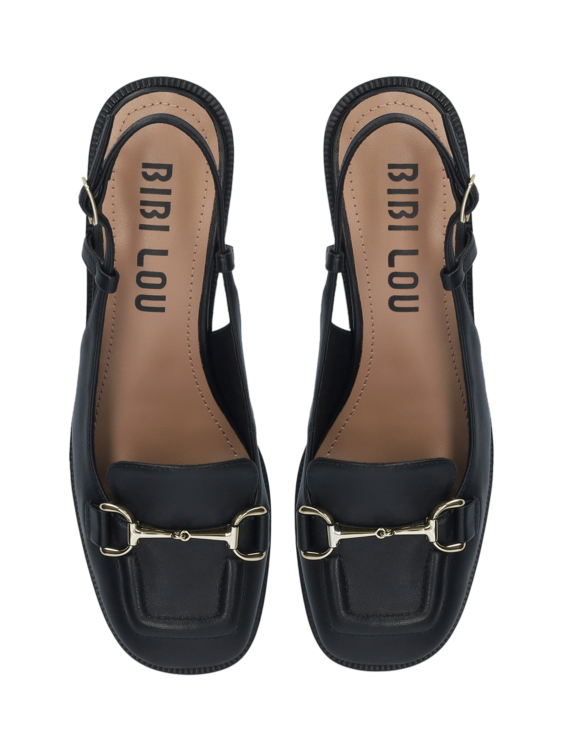 Product image 4 of 4, which shows Bibi Lou Block Heel Slingback Leather Loafers, Black, 4