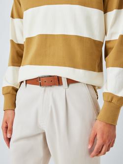 John Lewis Leather Chinos Belt, Tan - view 2, Tan