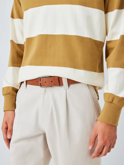 John Lewis Leather Chinos Belt, Tan - view 2, Tan
