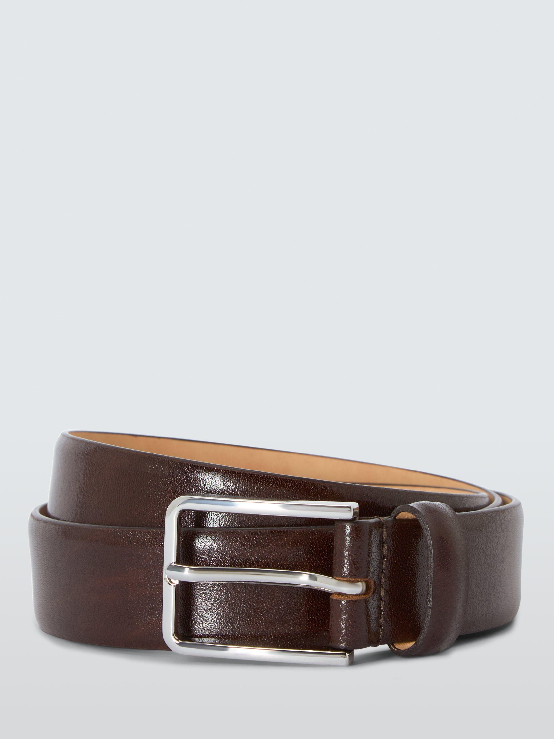 Product image 1 of 3, which shows John Lewis Leather Formal Belt, Dark Brown, S