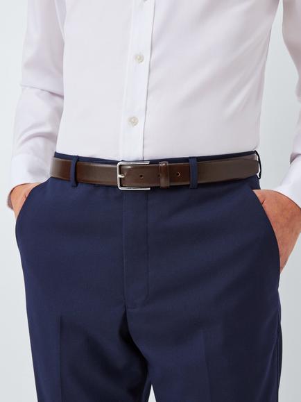 John Lewis Leather Formal Belt - view 2, Dark Brown