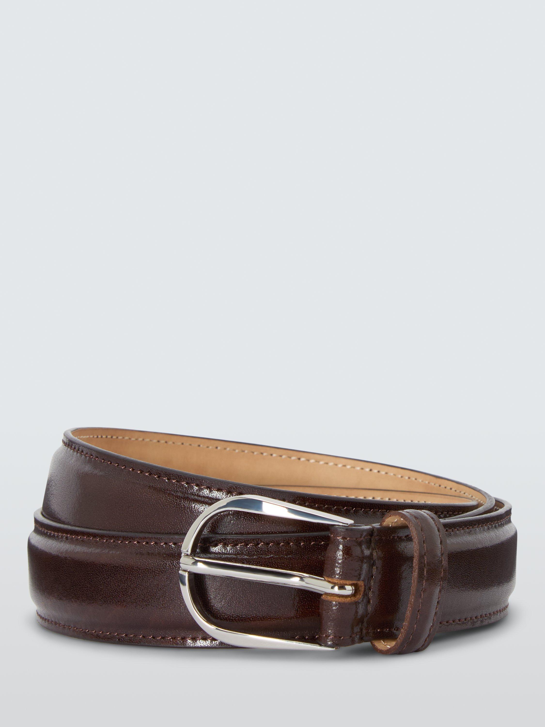 Product image 1 of 3, which shows John Lewis Leather Horseshoe Belt, Dark Brown, S