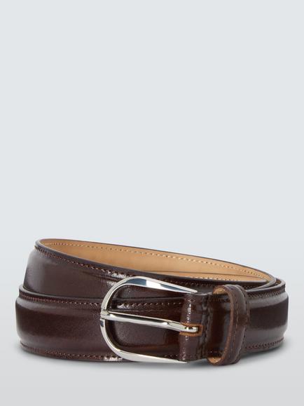 John Lewis Leather Horseshoe Belt, Dark Brown