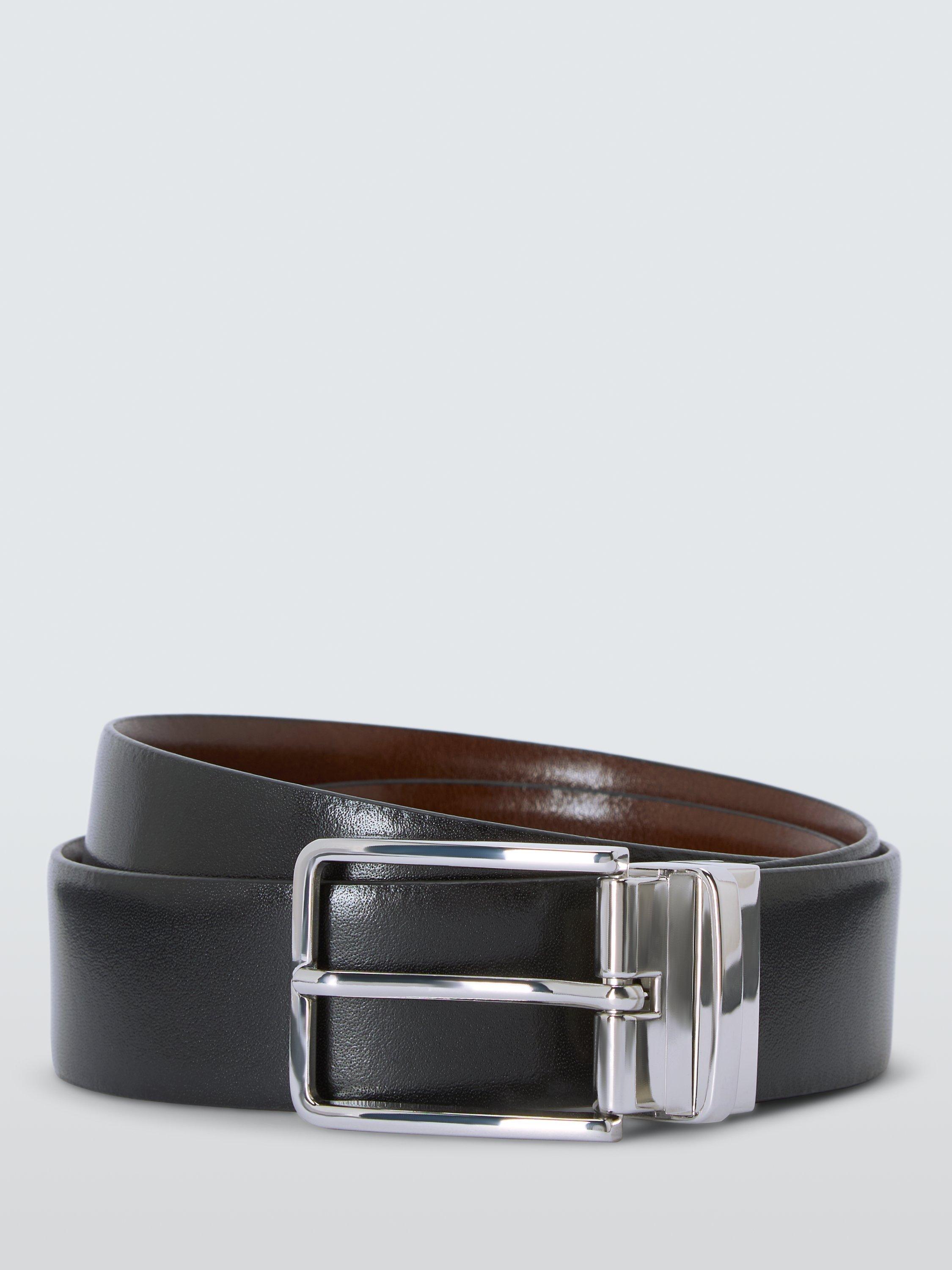 Product image 1 of 4, which shows John Lewis Leather Reversible Belt, Black / Brown, S