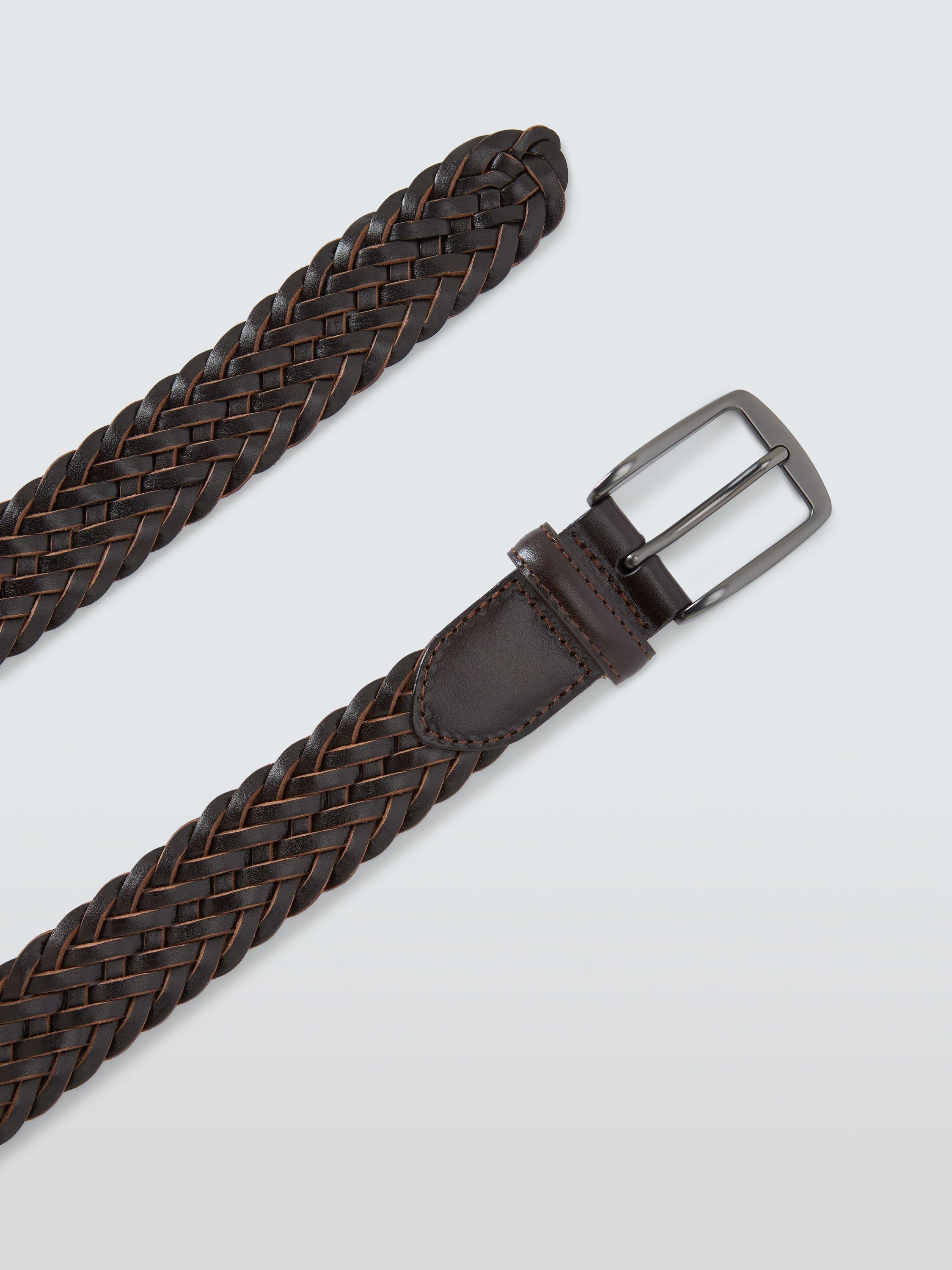 Product image 3 of 3, which shows John Lewis Leather Woven Belt, Dark Brown, S