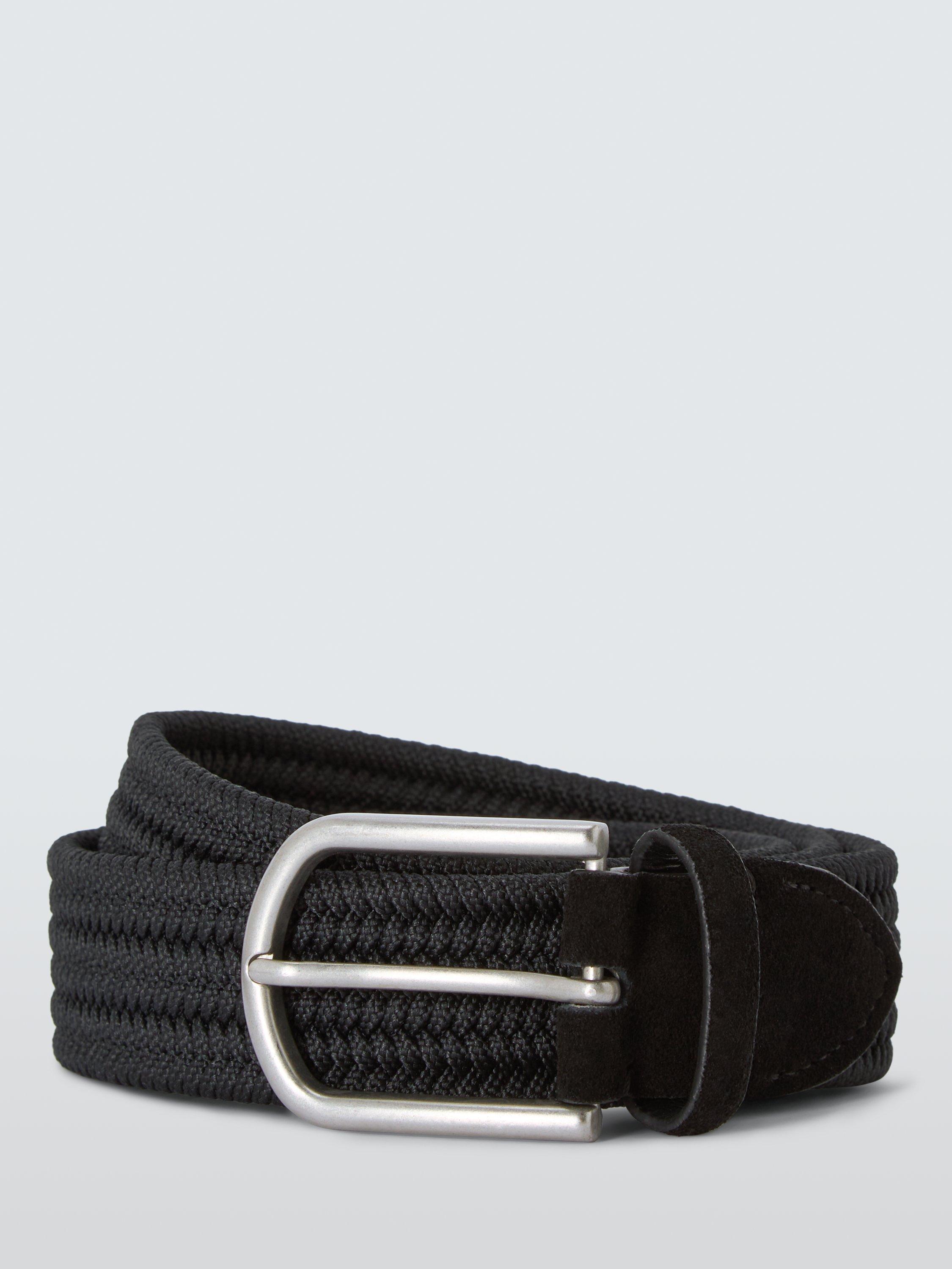 Product image 1 of 3, which shows John Lewis Faux Suede Woven Belt, Black, S