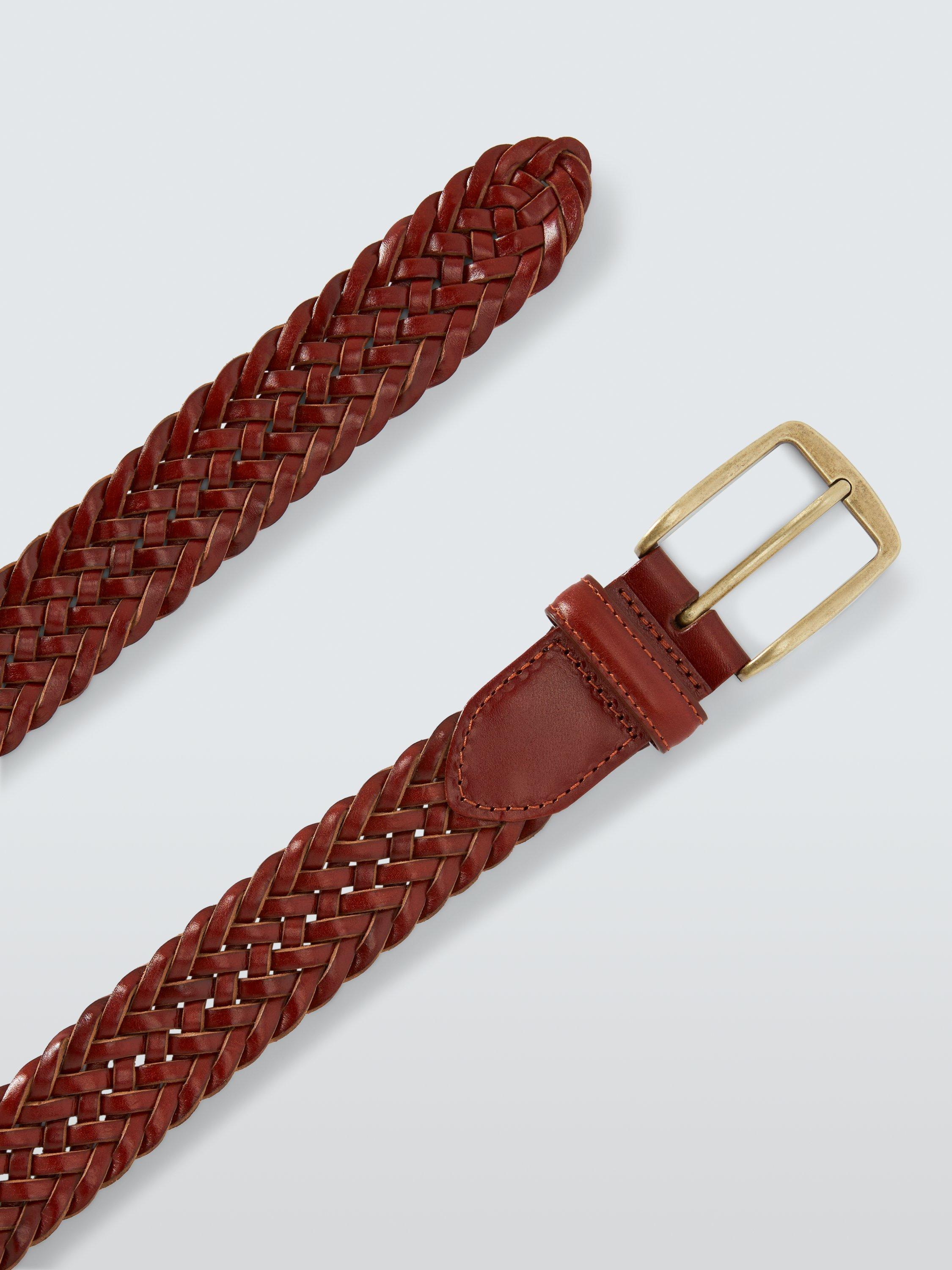 Product image 3 of 3, which shows John Lewis Leather Woven Belt, Brown, S