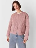 Whistles Maya Cotton Quilted Jacket, Dusty Pink