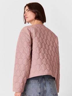 Whistles Maya Cotton Quilted Jacket, Dusty Pink - view 2, Dusty Pink