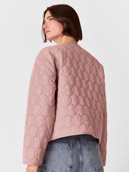 Whistles Maya Cotton Quilted Jacket, Dusty Pink - view 2, Dusty Pink