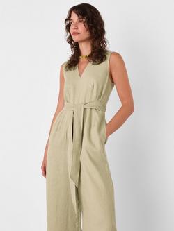 Whistles Belted Seamed Pure Linen Jumpsuit, Neutral - view 2, Neutral