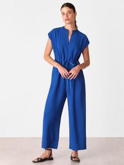 Whistles Sleeveless Drawstring Jumpsuit, Black, Blue