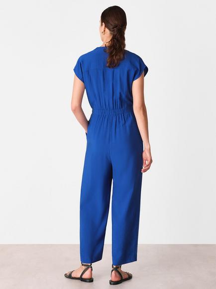 Whistles Sleeveless Drawstring Jumpsuit, Black - view 2, Blue