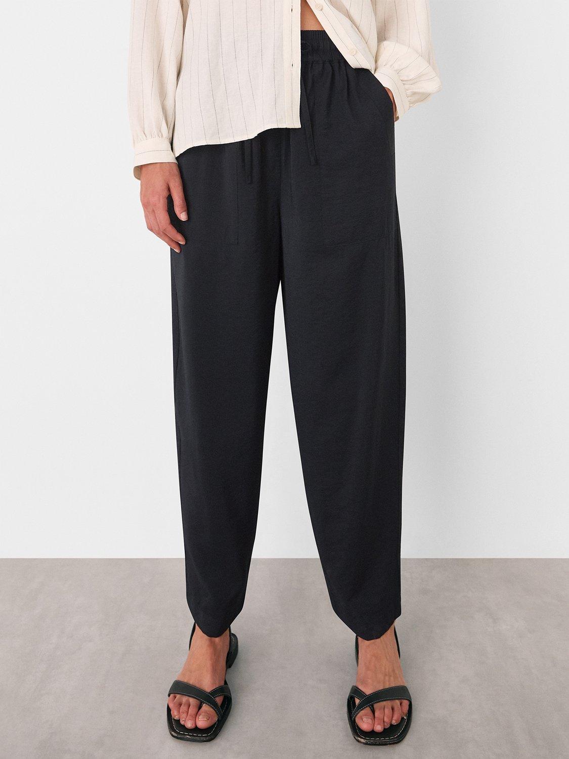 Product image 1 of 5, which shows Whistles Tie Waist Trousers, Black, 6