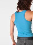 Whistles Ultimate Rib Scoop Neck Sleeveless Top, Blue