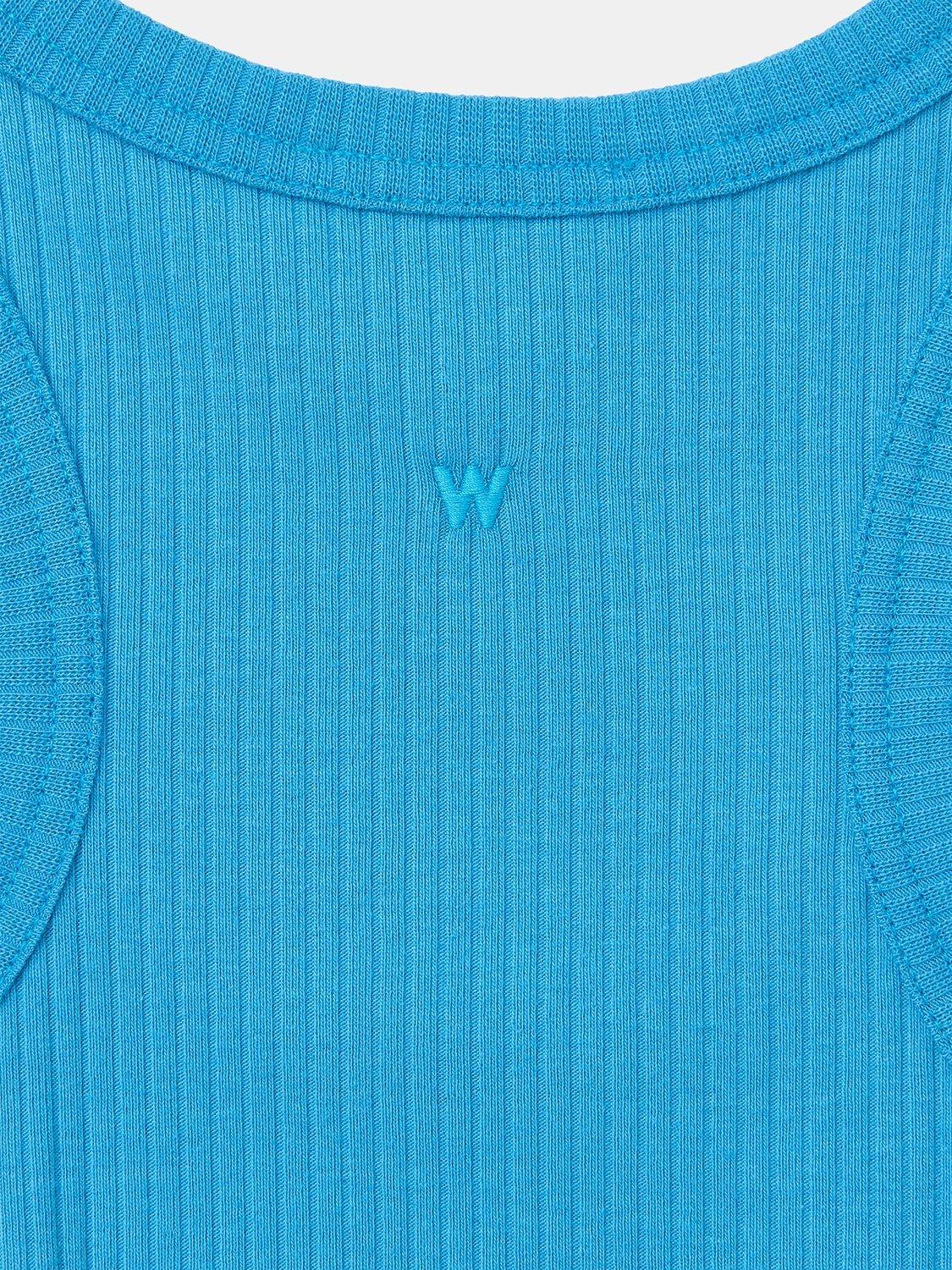 Product image 4 of 5, which shows Whistles Ultimate Rib Scoop Neck Sleeveless Top, Blue, XS