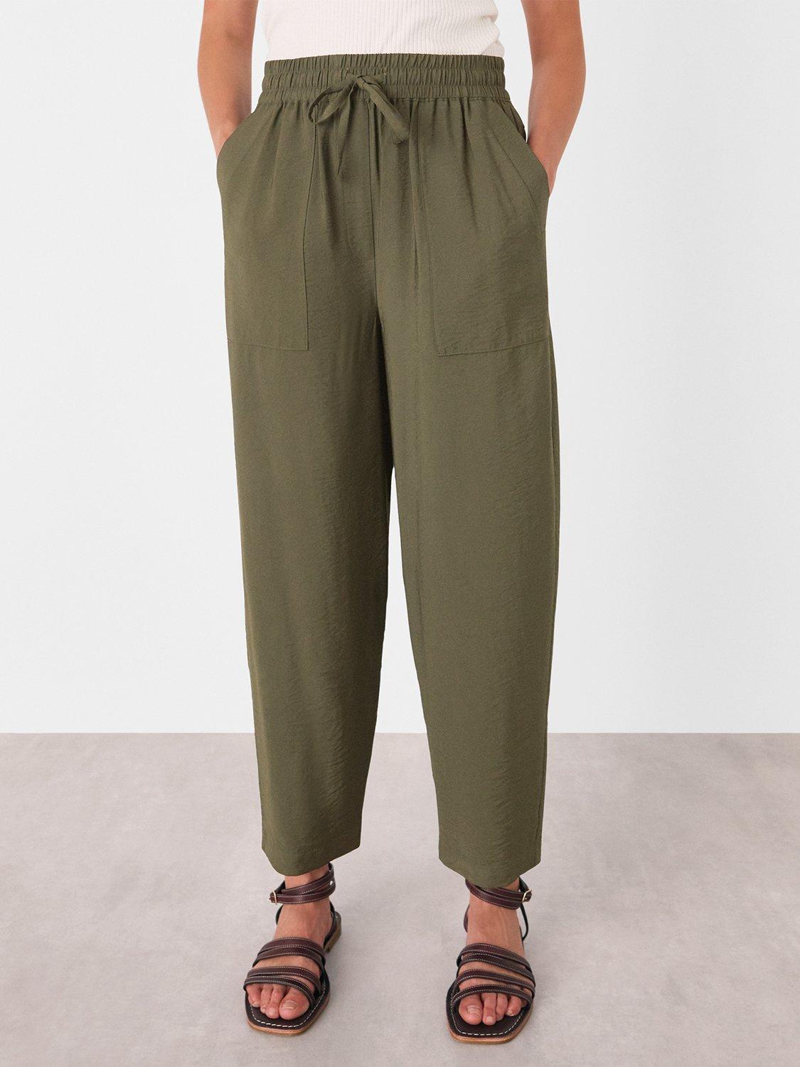 Product image 1 of 5, which shows Whistles Tie Waist Trousers, Khaki, 6
