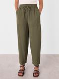 Whistles Tie Waist Trousers, Black, Khaki