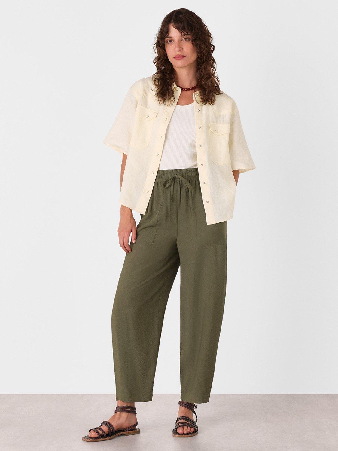 Product image 3 of 5, which shows Whistles Tie Waist Trousers, Khaki, 6
