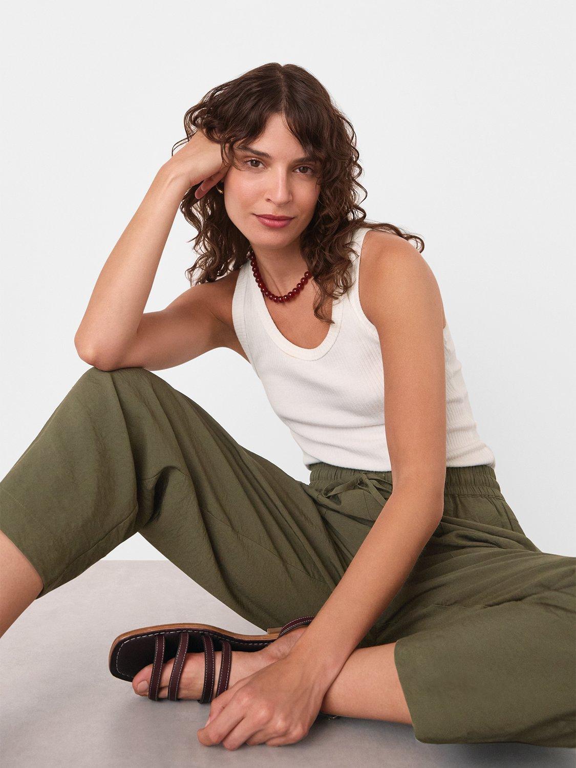 Product image 4 of 5, which shows Whistles Tie Waist Trousers, Khaki, 6