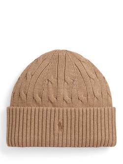 Ralph Lauren Kids' Cotton Cable Knit Hat, Camel, Camel
