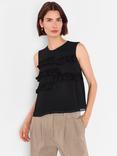 Whistles Frilled Sleeveless Top, Black