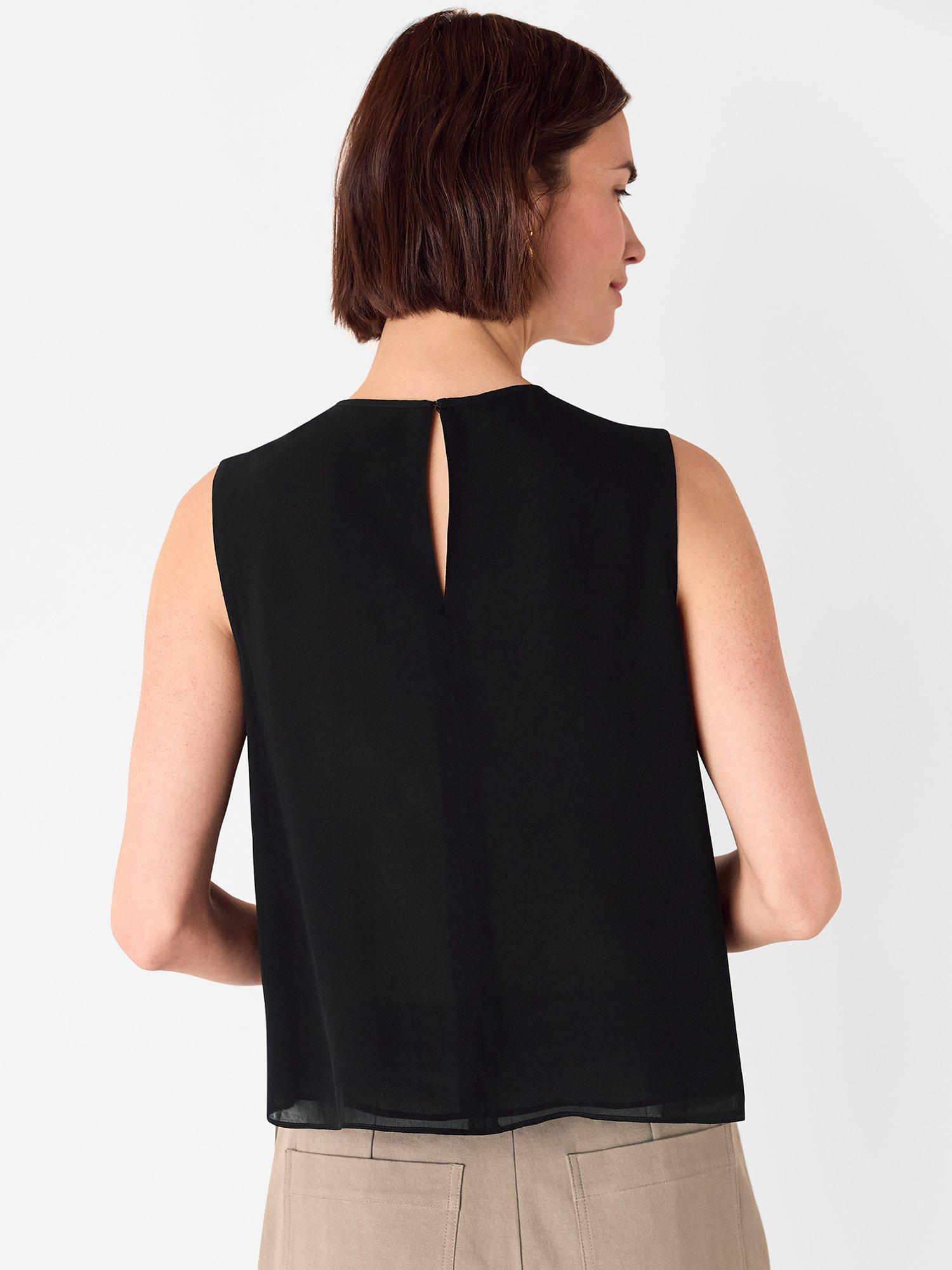 Product image 2 of 5, which shows Whistles Frilled Sleeveless Top, Black, 6