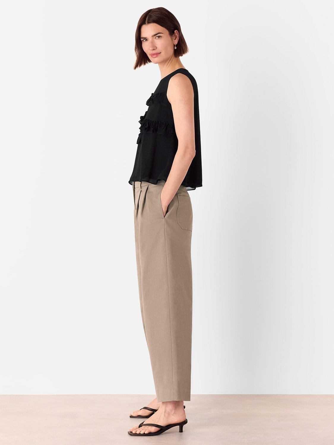 Product image 4 of 5, which shows Whistles Frilled Sleeveless Top, Black, 6