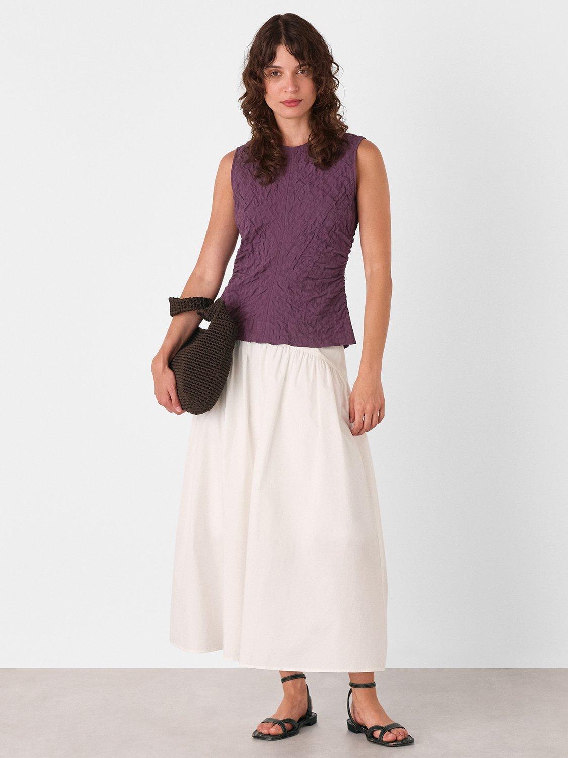 Product image 1 of 6, which shows Whistles Textured Tank Top, Plum, 6
