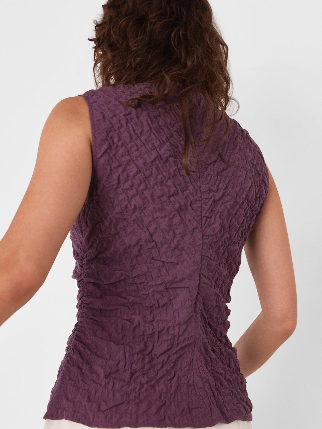 Product image 3 of 6, which shows Whistles Textured Tank Top, Plum, 6