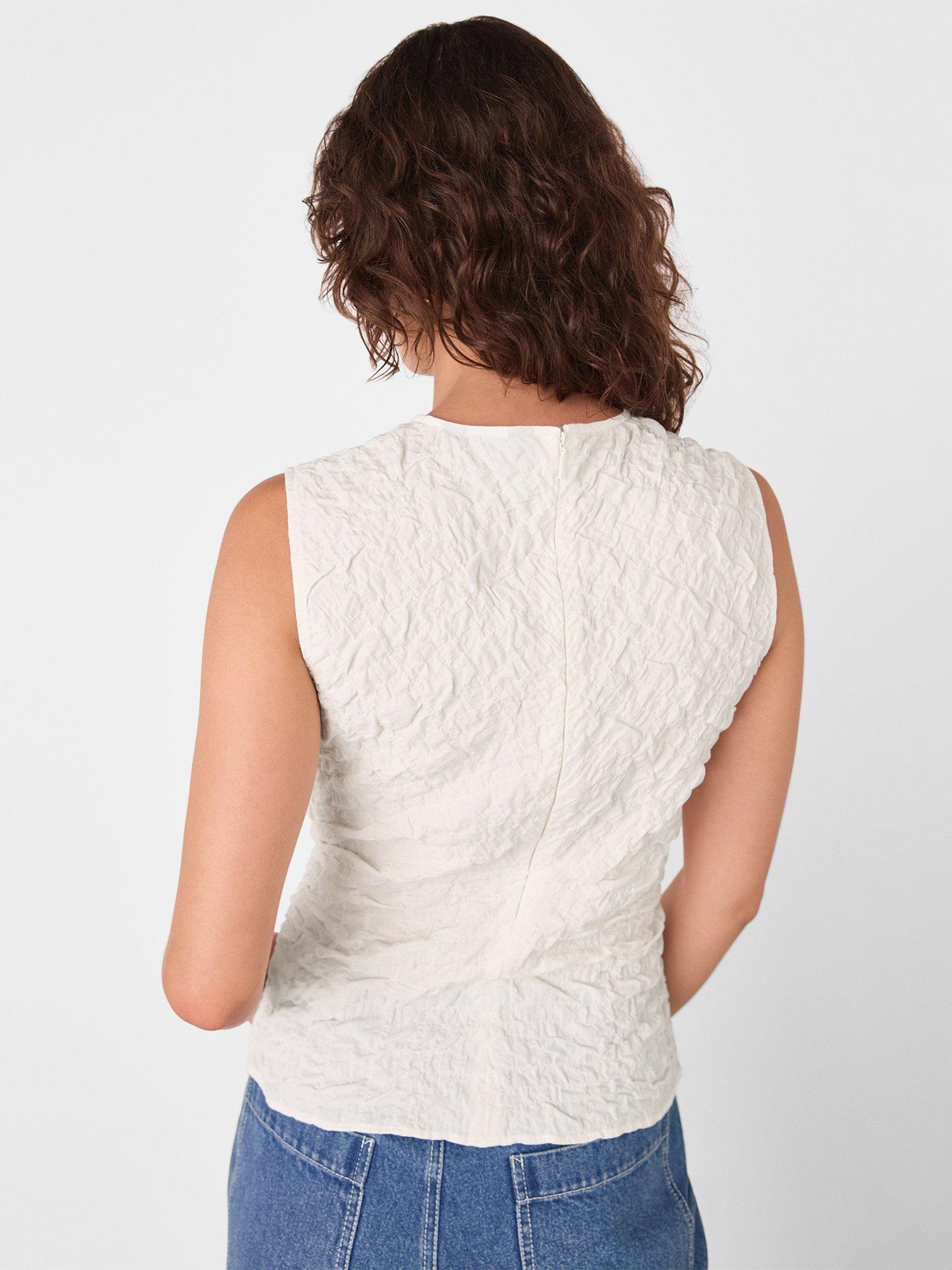 Product image 2 of 5, which shows Whistles Textured Tank Top, Ivory, 6