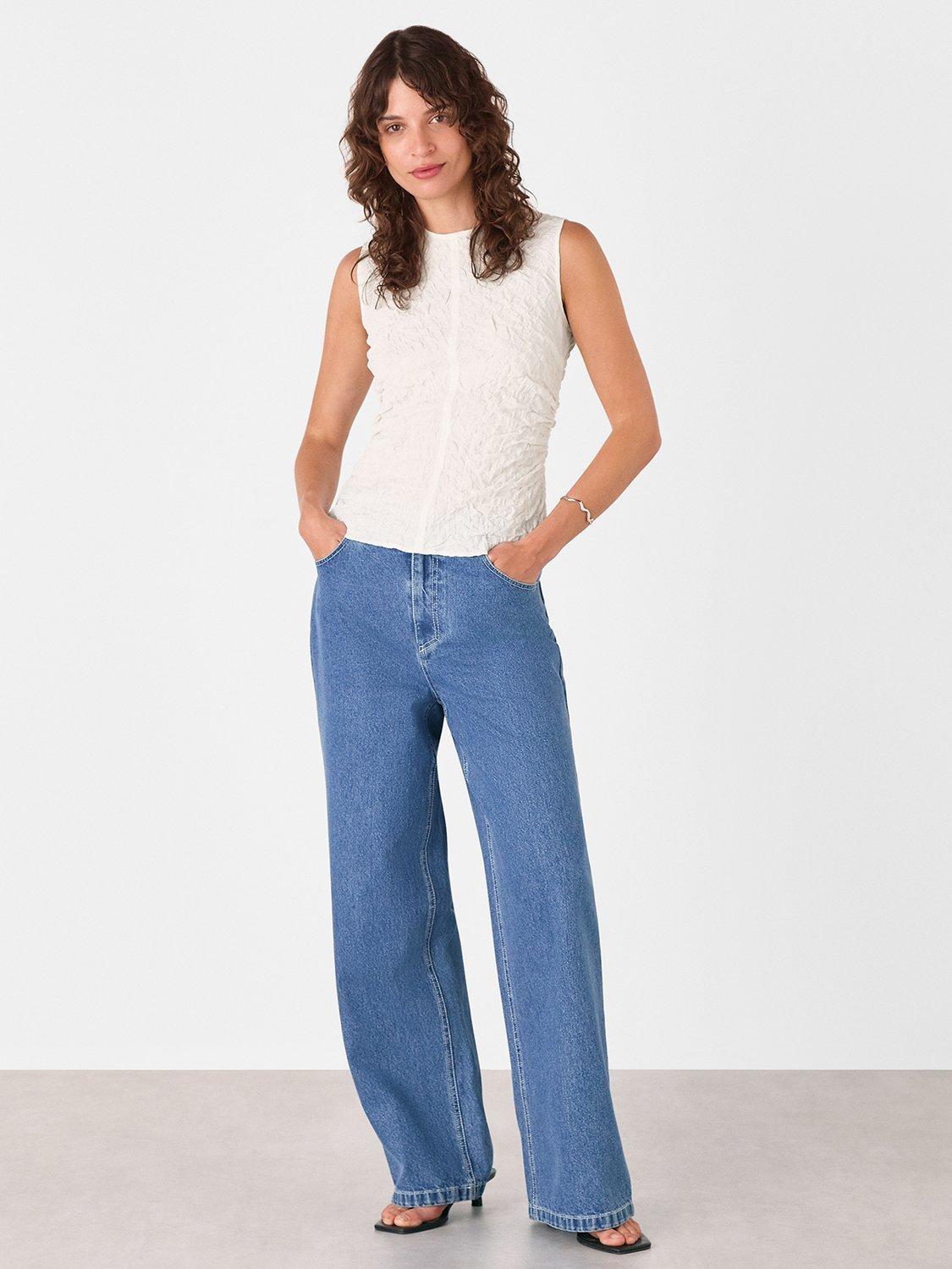 Product image 3 of 5, which shows Whistles Textured Tank Top, Ivory, 6