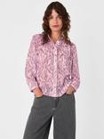 Whistles Leopard Print Pleat Detail Top, Pink/Multi