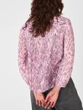 Whistles Leopard Print Pleat Detail Top, Pink/Multi