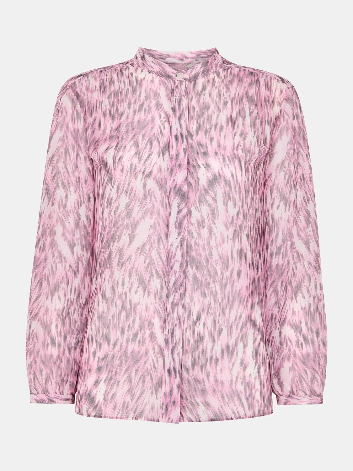 Product image 5 of 5, which shows Whistles Leopard Print Pleat Detail Top, Pink/Multi, 8