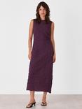 Whistles Lori Textured Midi Dress, Plum