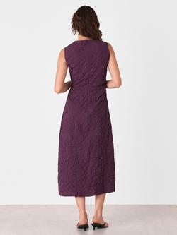 Whistles Lori Textured Midi Dress, Plum - view 2, Plum