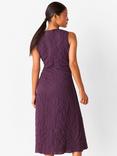 Whistles Petite Lori Textured Midi Dress, Plum