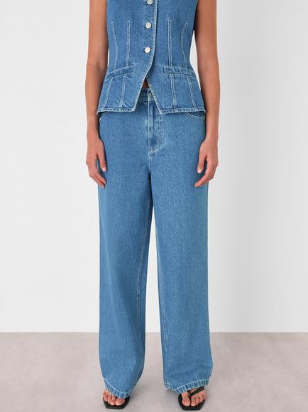 Whistles Relaxed Straight Leg Jeans, Blue, Blue