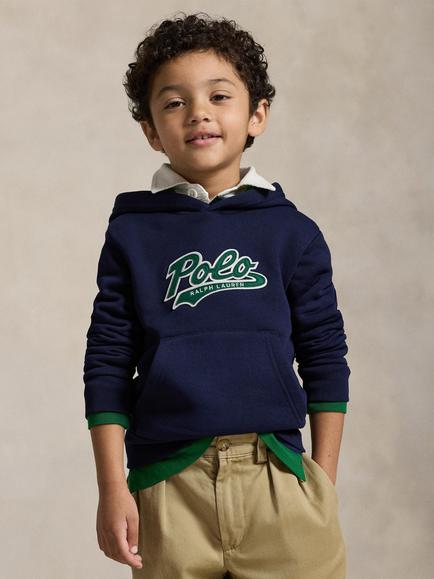 Polo Ralph Lauren Kids' Cotton Blend Script Logo Hoodie, Refined Navy, Refined Navy