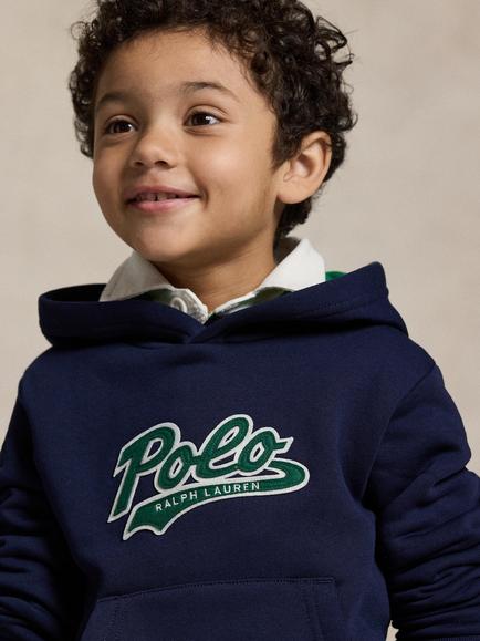 Polo Ralph Lauren Kids' Cotton Blend Script Logo Hoodie, Refined Navy - view 2, Refined Navy