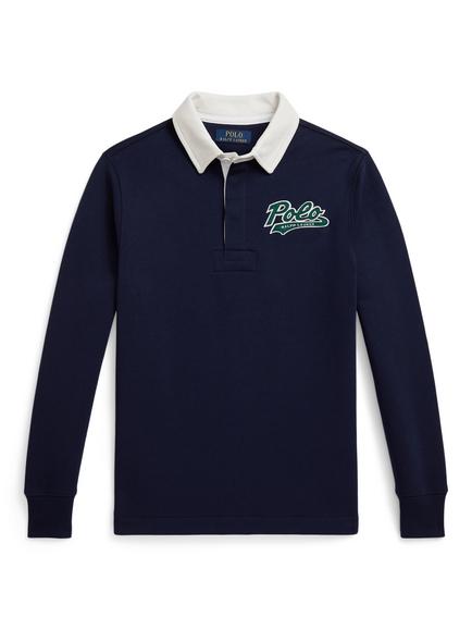 Polo Ralph Lauren Kids' Cotton Blend Knit Rugby Shirt, Refined Navy, Refined Navy