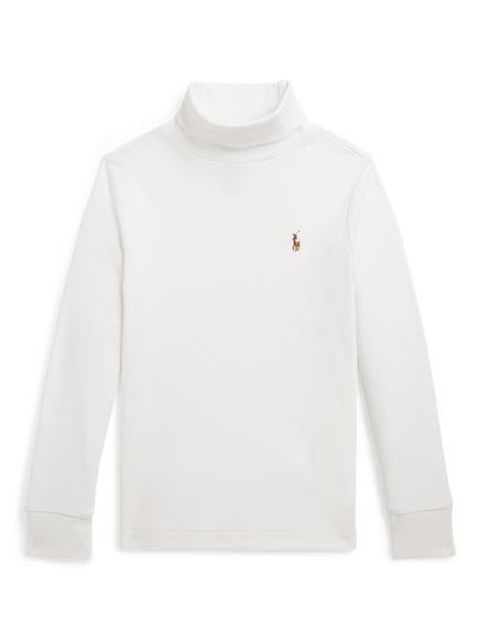 Ralph Lauren Kids' Cotton Turtleneck Pullover Jumper, Deckwash White