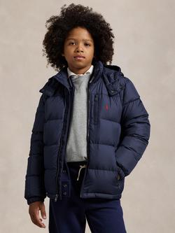 Ralph Lauren Kids' Hooded Padded Bomber Jacket, Newport Navy, Newport Navy