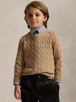 Polo Ralph Lauren Kids' Cable Knit Jumper, Camel