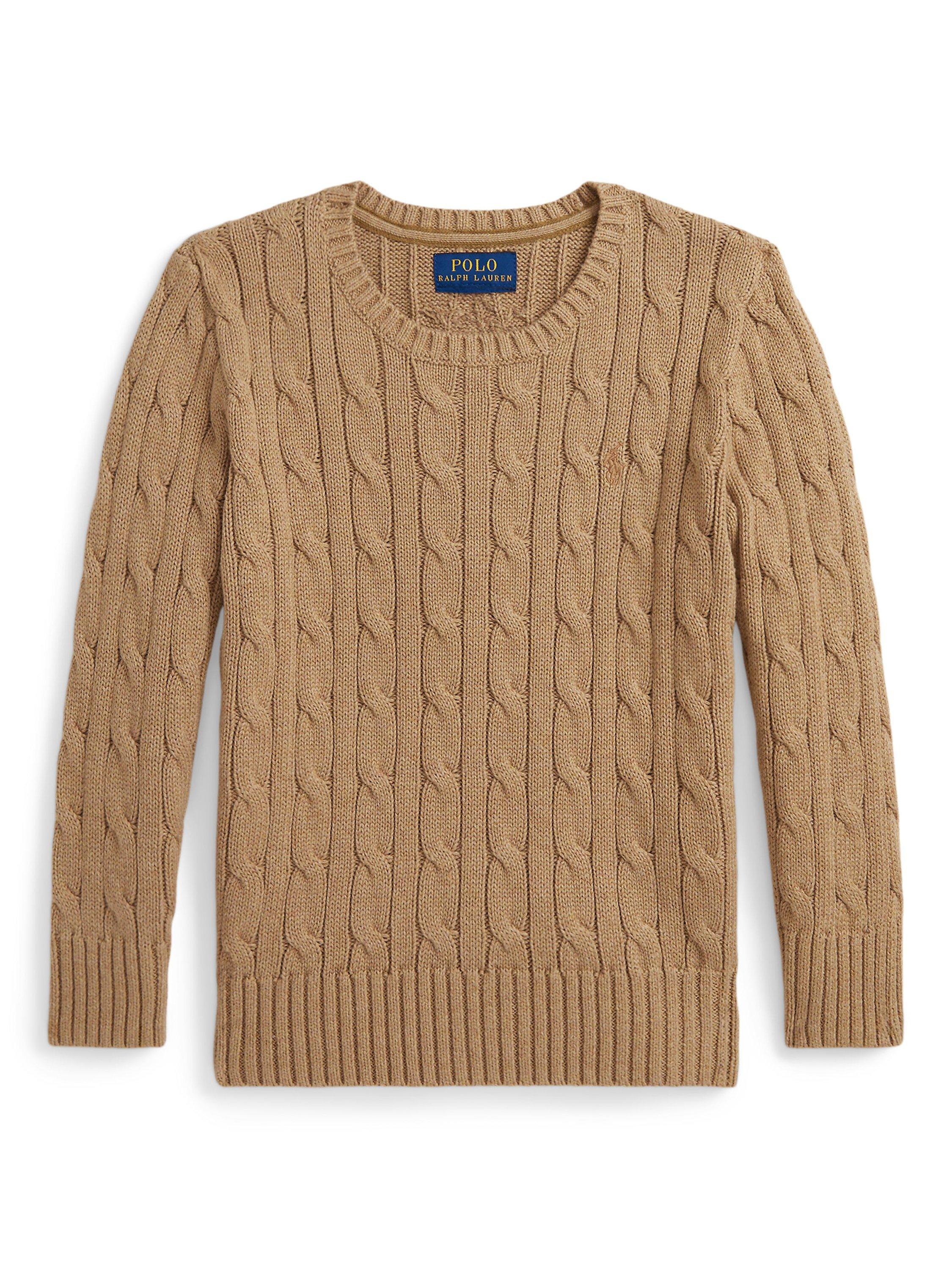Product image 4 of 5, which shows Polo Ralph Lauren Kids' Cable Knit Jumper, Camel, 2 years