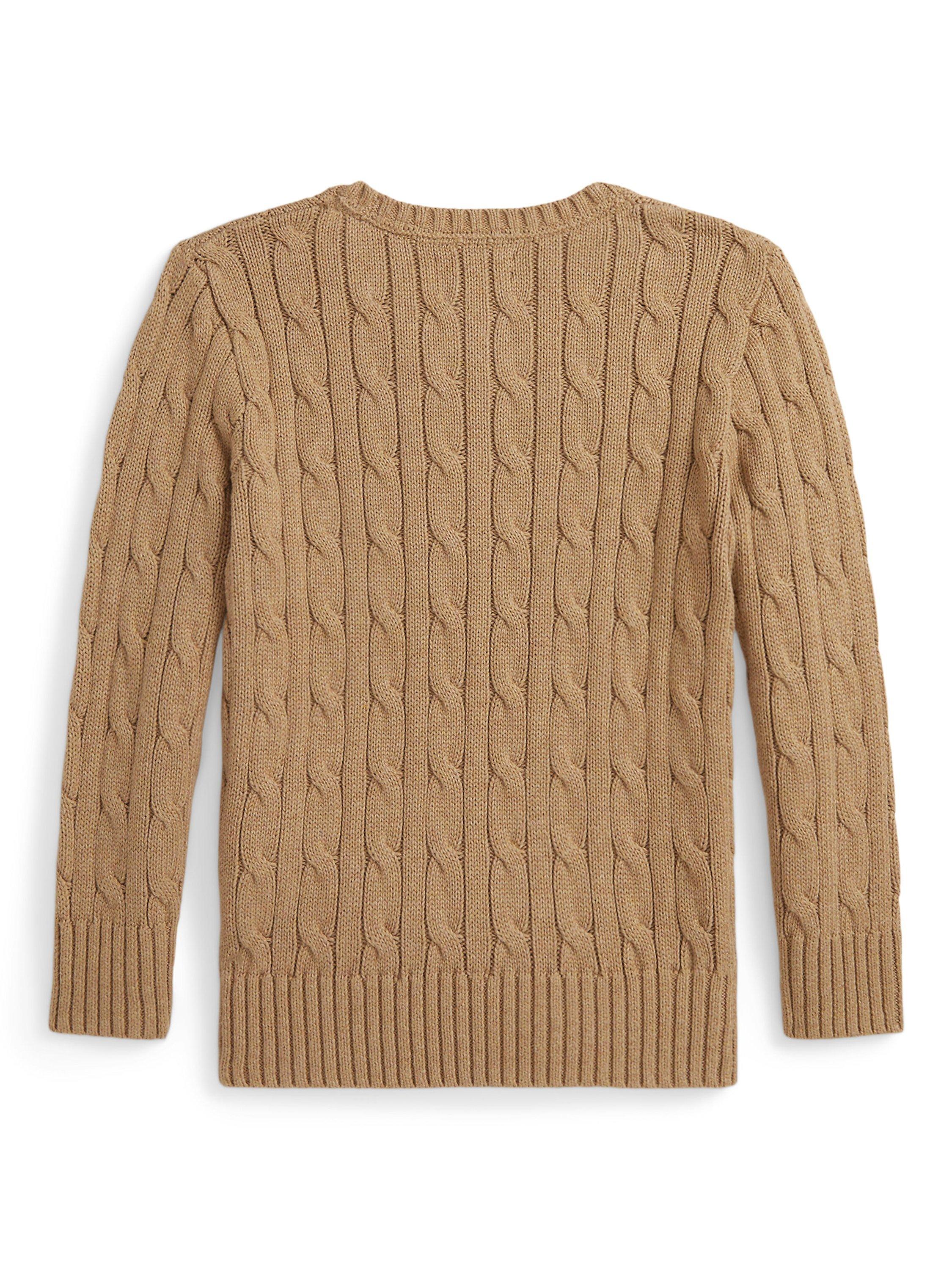 Product image 5 of 5, which shows Polo Ralph Lauren Kids' Cable Knit Jumper, Camel, 2 years